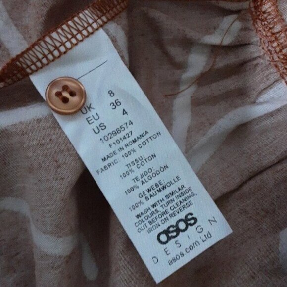 ASOS DESIGN cotton mini smock dress abstract print women 4 FESTIVAL RODEO Y2K - Picture 8 of 10